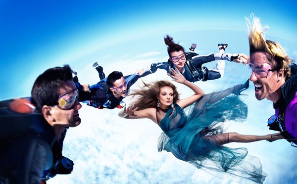 Day Trips and Travel Skydiving Malone Parachute Club Vermont by William Klein for Harpers Bazaar