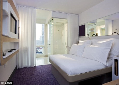 Yotel Hotel Room and Restroom