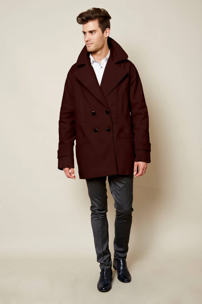 Shop Ladies and Gents Vaute Vegan Fashion Menswear Burgundy Coat