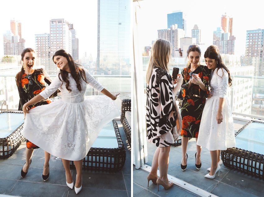 Shop NYC Wedding Fernanda Camoes Press Lounge with Girl Friends