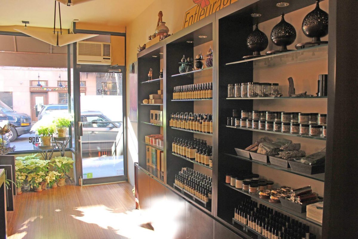 Shop Specialties Enfleurage Essencial Oils in New York Inside Store
