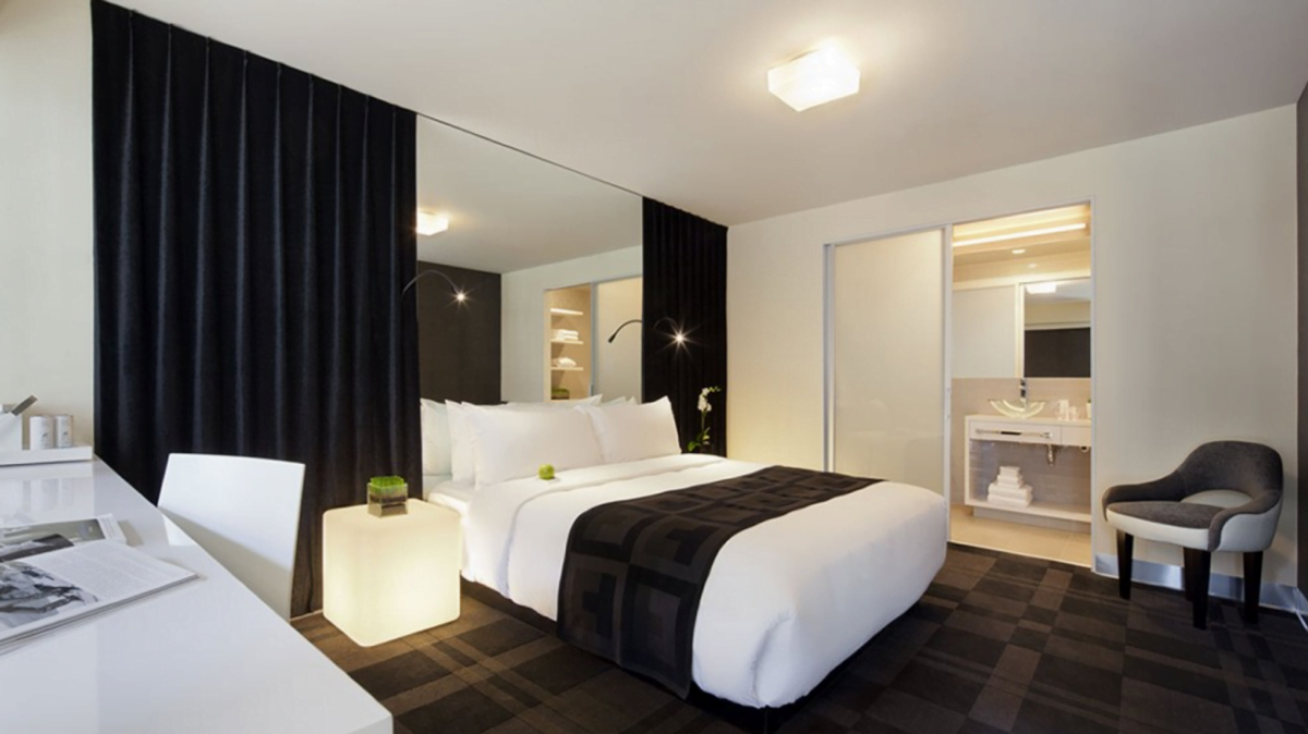 Guest room at The Out NYC Hotel